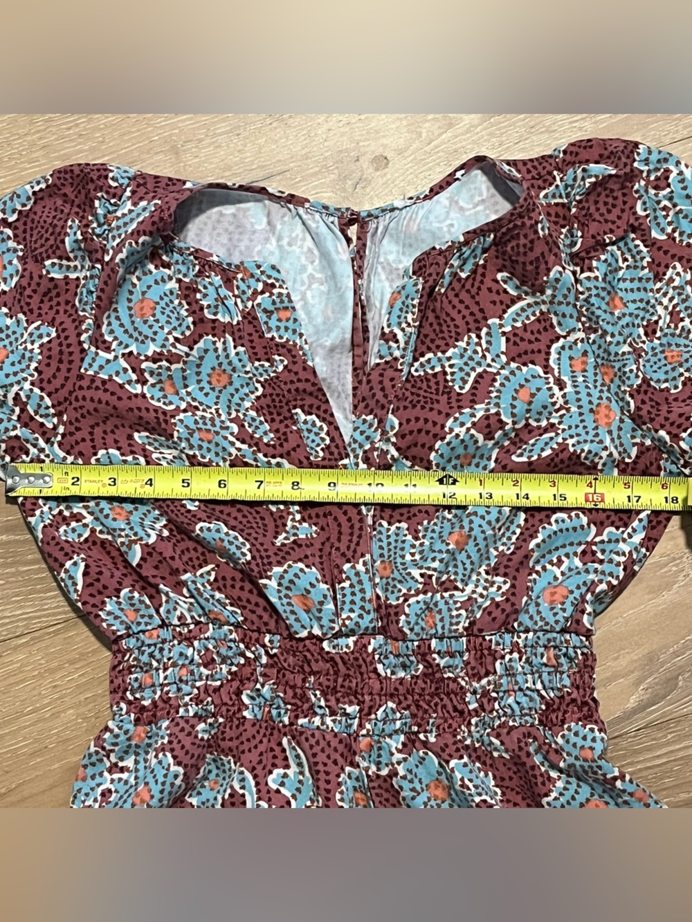 Anthropologie Rust Red and Cream Floral Wide-Leg Jumpsuit - Picture 11 of 12